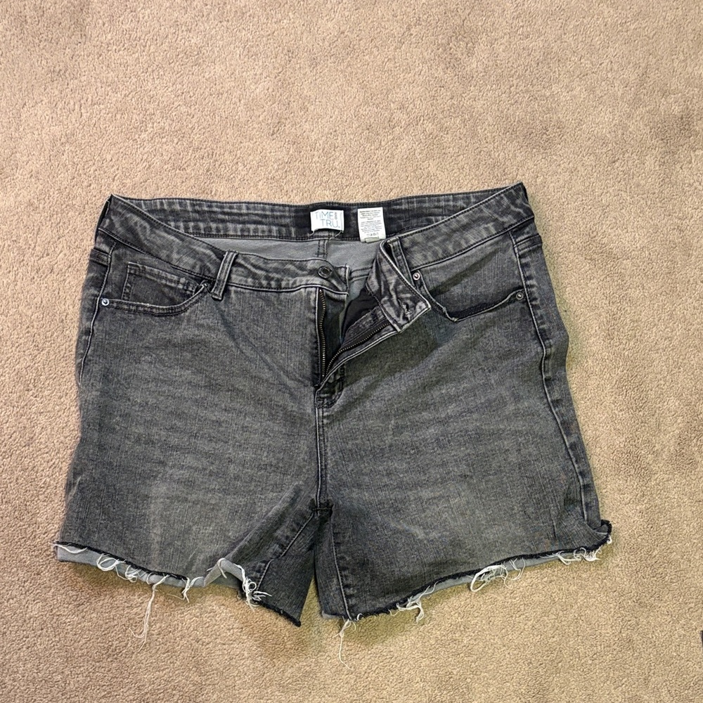 Time and Tru Washed Black Denim Cutoff Shorts